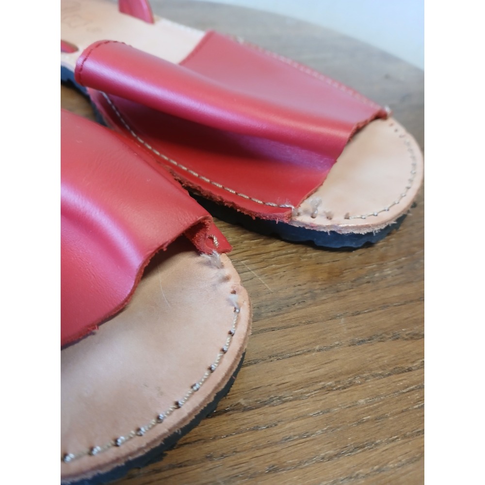 Wetis red leather sandal meorcan flats EU 39 flaw NEW - Picture 5 of 5